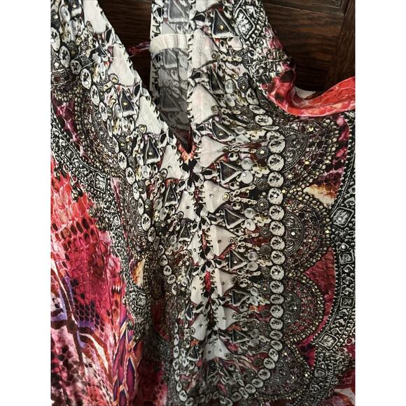 Asa Kaftans Pink Snake Print Kimono Robe Halter Dress w/ Scarf One Size Set - Picture 3 of 16